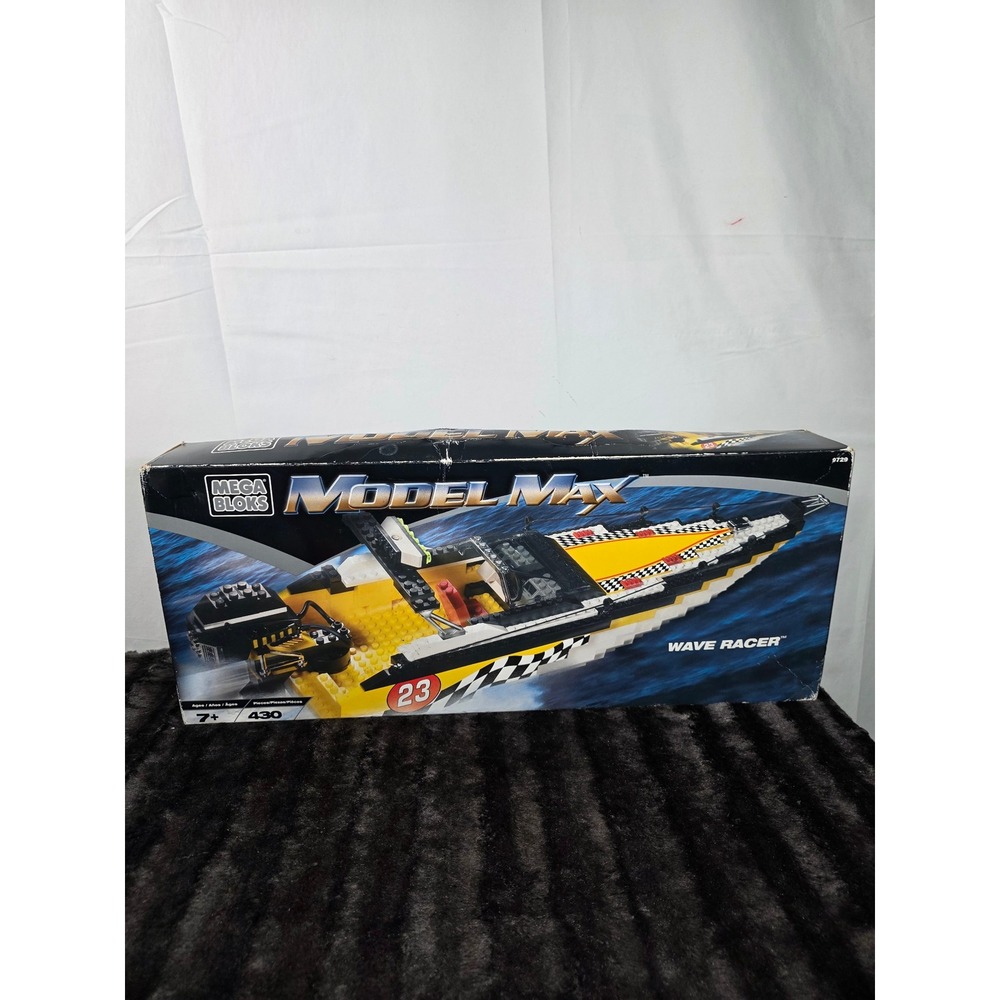 Mega Bloks Model Max Wave Racer 9729 Building Set 430 Pieces Racing Boat Yellow